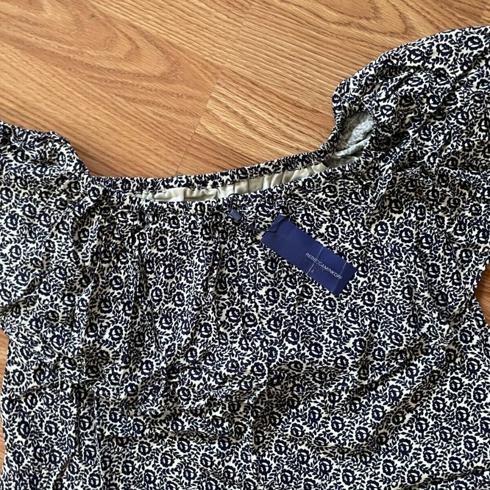 Rebecca Minkoff Women Dress Navy/White Floral Off The Shoulder Size 00 $185 - Picture 12 of 12